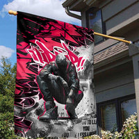 Hip Hop Graffiti Design Garden Flag Sitting Hooded Figure and Red Black Street Art Elements - Wonder Print Shop
