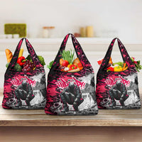 Hip Hop Graffiti Design Grocery Bag Sitting Hooded Figure and Red Black Street Art Elements - Wonder Print Shop