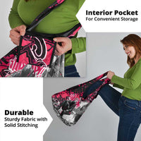 Hip Hop Graffiti Design Grocery Bag Sitting Hooded Figure and Red Black Street Art Elements - Wonder Print Shop