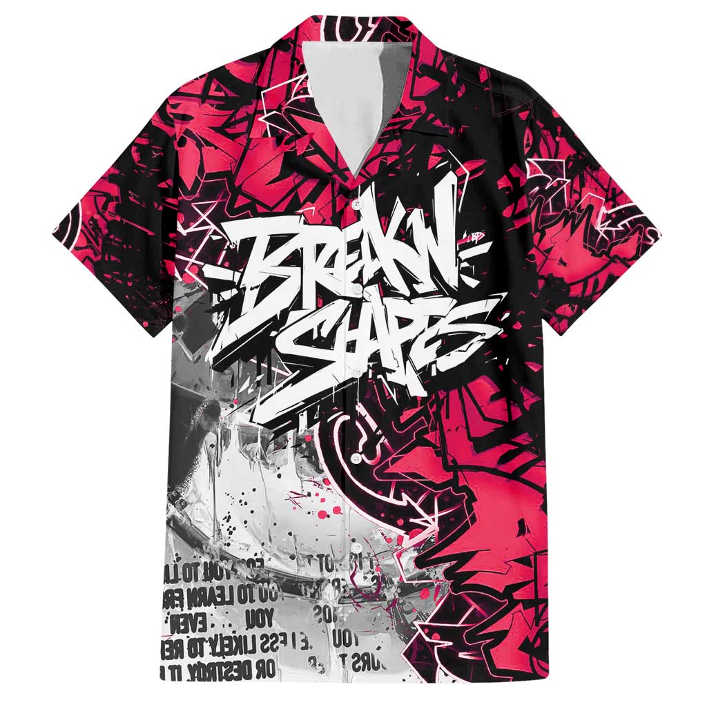 Hip Hop Graffiti Design Hawaiian Shirt Sitting Hooded Figure and Red Black Street Art Elements - Wonder Print Shop