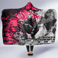 Hip Hop Graffiti Design Hooded Blanket Sitting Hooded Figure and Red Black Street Art Elements - Wonder Print Shop