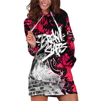 Hip Hop Graffiti Design Hoodie Dress Sitting Hooded Figure and Red Black Street Art Elements - Wonder Print Shop