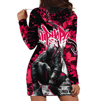 Hip Hop Graffiti Design Hoodie Dress Sitting Hooded Figure and Red Black Street Art Elements - Wonder Print Shop