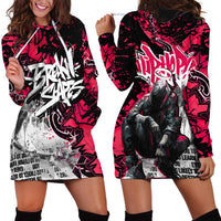 Hip Hop Graffiti Design Hoodie Dress Sitting Hooded Figure and Red Black Street Art Elements - Wonder Print Shop