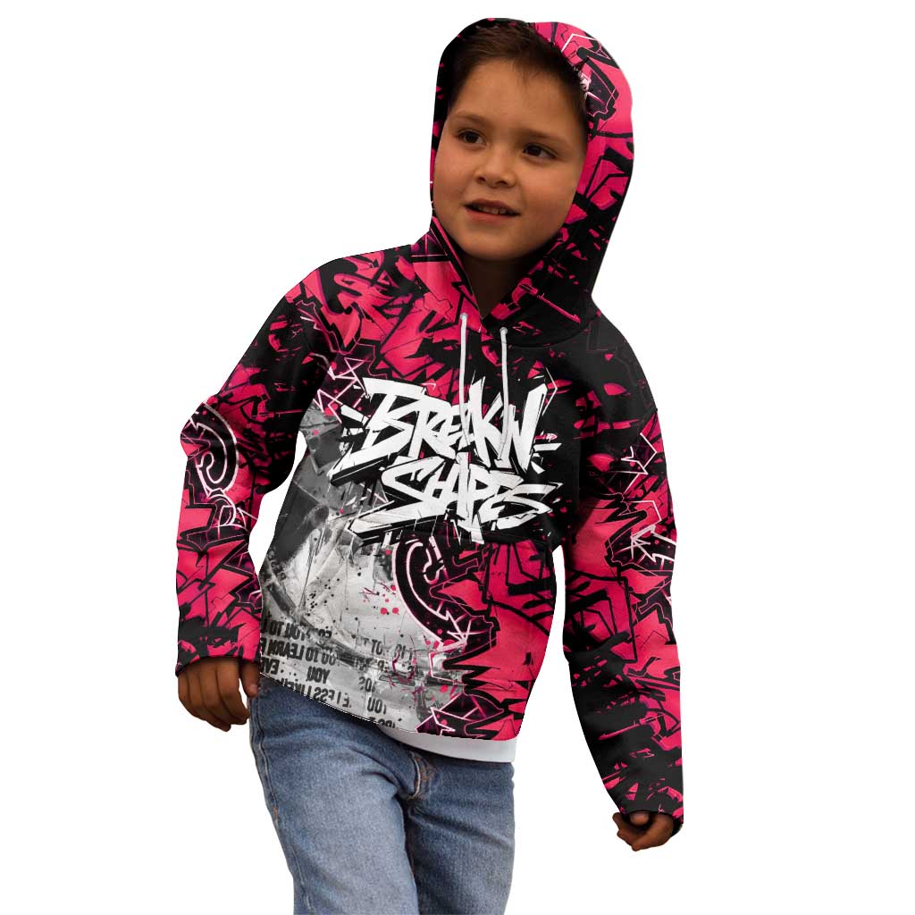 Hip Hop Graffiti Design Kid Hoodie Sitting Hooded Figure and Red Black Street Art Elements - Wonder Print Shop