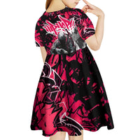 Hip Hop Graffiti Design Kid Short Sleeve Dress Sitting Hooded Figure and Red Black Street Art Elements - Wonder Print Shop