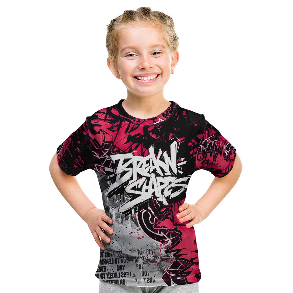 Hip Hop Graffiti Design Kid T Shirt Sitting Hooded Figure and Red Black Street Art Elements - Wonder Print Shop