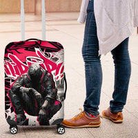 Hip Hop Graffiti Design Luggage Cover Sitting Hooded Figure and Red Black Street Art Elements - Wonder Print Shop