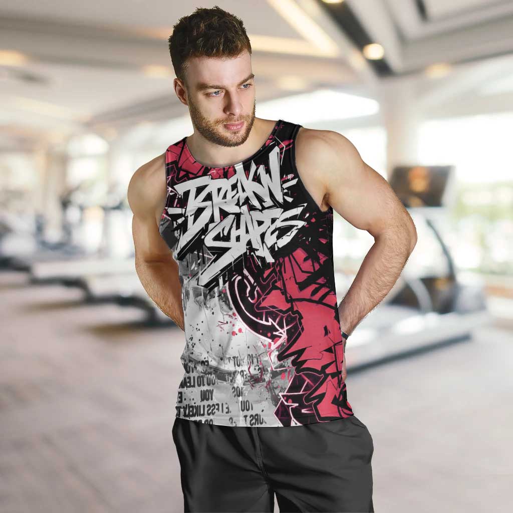 Hip Hop Graffiti Design Men Tank Top Sitting Hooded Figure and Red Black Street Art Elements - Wonder Print Shop