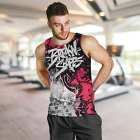 Hip Hop Graffiti Design Men Tank Top Sitting Hooded Figure and Red Black Street Art Elements - Wonder Print Shop