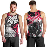 Hip Hop Graffiti Design Men Tank Top Sitting Hooded Figure and Red Black Street Art Elements - Wonder Print Shop