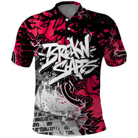 Hip Hop Graffiti Design Polo Shirt Sitting Hooded Figure and Red Black Street Art Elements - Wonder Print Shop