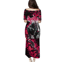 Hip Hop Graffiti Design Puletasi Sitting Hooded Figure and Red Black Street Art Elements - Wonder Print Shop