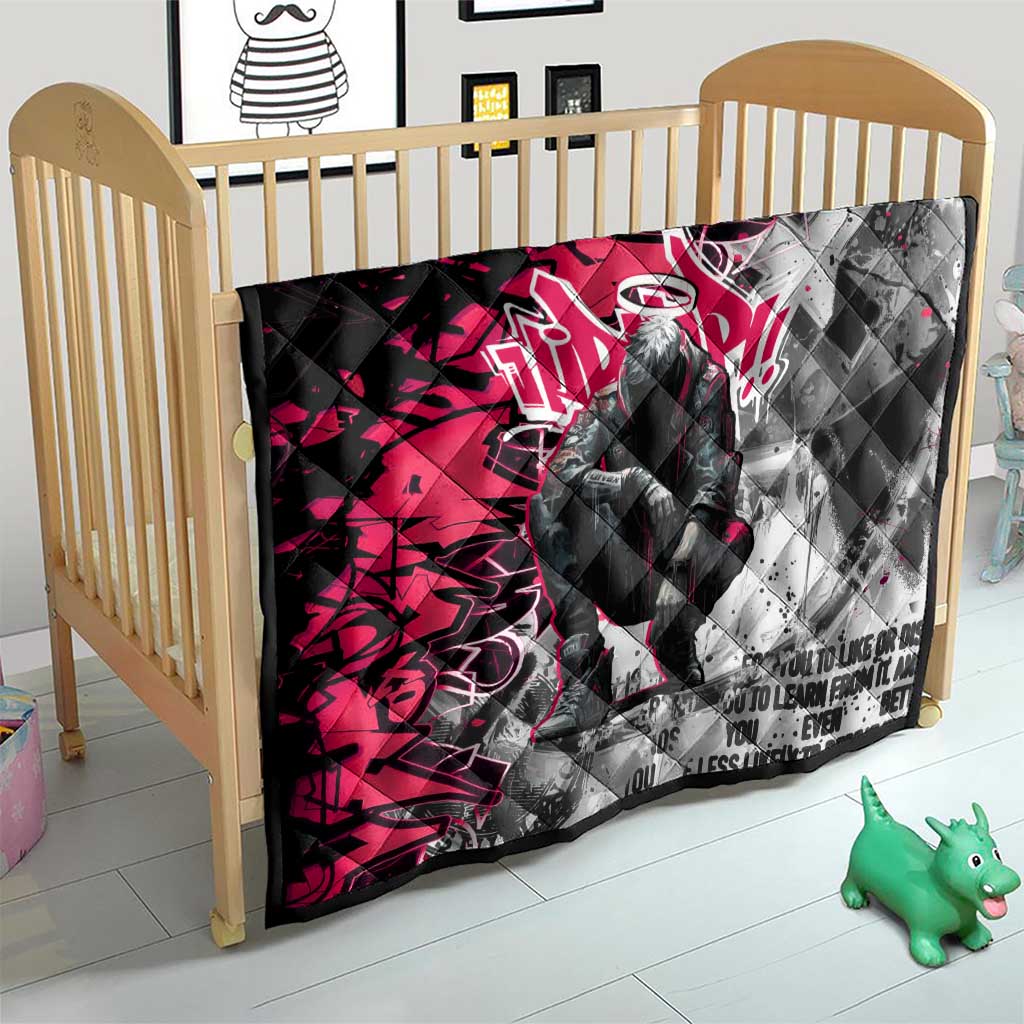 Hip Hop Graffiti Design Quilt Sitting Hooded Figure and Red Black Street Art Elements - Wonder Print Shop