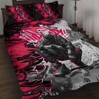 Hip Hop Graffiti Design Quilt Bed Set Sitting Hooded Figure and Red Black Street Art Elements - Wonder Print Shop