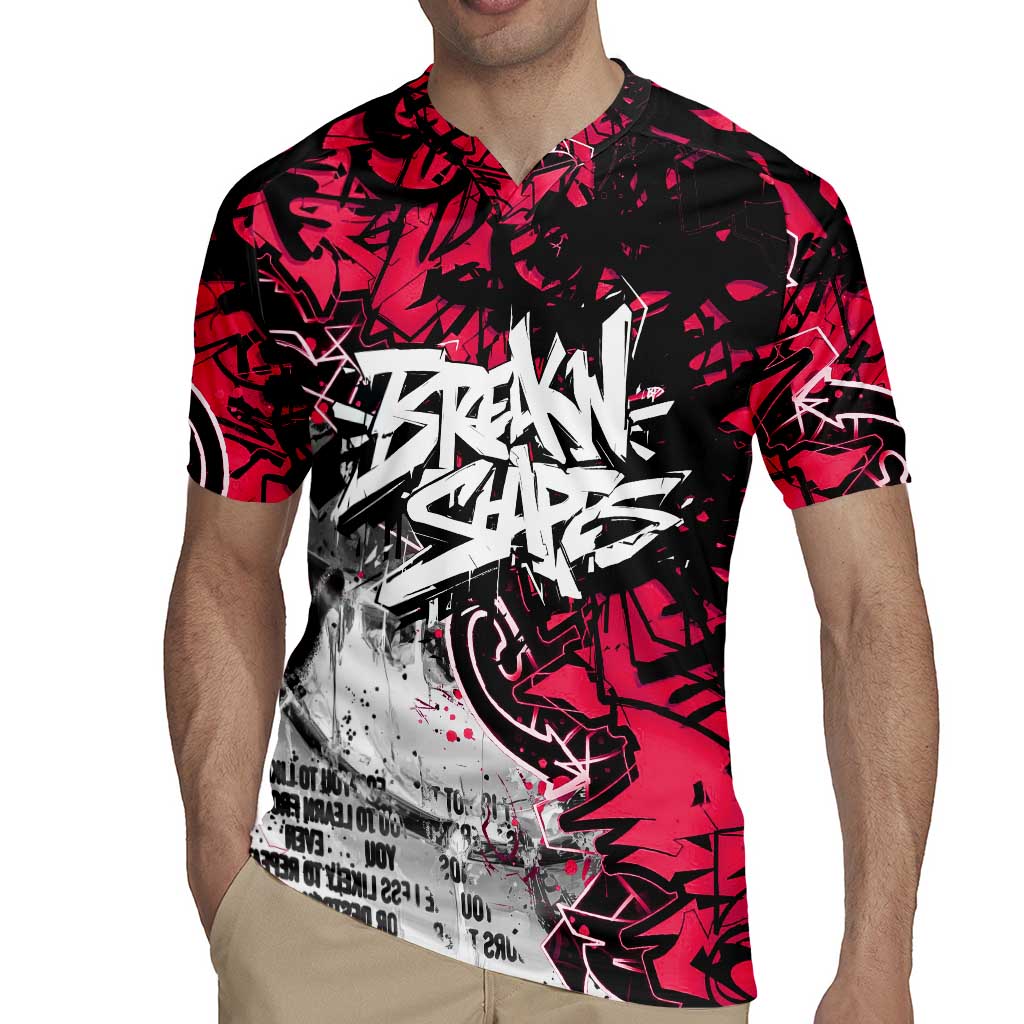 Hip Hop Graffiti Design Rugby Jersey Sitting Hooded Figure and Red Black Street Art Elements - Wonder Print Shop