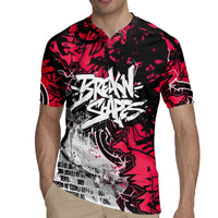 Hip Hop Graffiti Design Rugby Jersey Sitting Hooded Figure and Red Black Street Art Elements - Wonder Print Shop