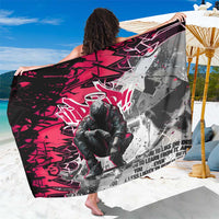 Hip Hop Graffiti Design Sarong Sitting Hooded Figure and Red Black Street Art Elements - Wonder Print Shop