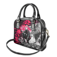 Hip Hop Graffiti Design Shoulder Handbag Sitting Hooded Figure and Red Black Street Art Elements - Wonder Print Shop