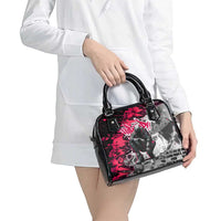 Hip Hop Graffiti Design Shoulder Handbag Sitting Hooded Figure and Red Black Street Art Elements - Wonder Print Shop