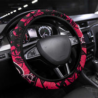 Hip Hop Graffiti Design Steering Wheel Cover Sitting Hooded Figure and Red Black Street Art Elements - Wonder Print Shop