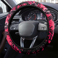 Hip Hop Graffiti Design Steering Wheel Cover Sitting Hooded Figure and Red Black Street Art Elements - Wonder Print Shop