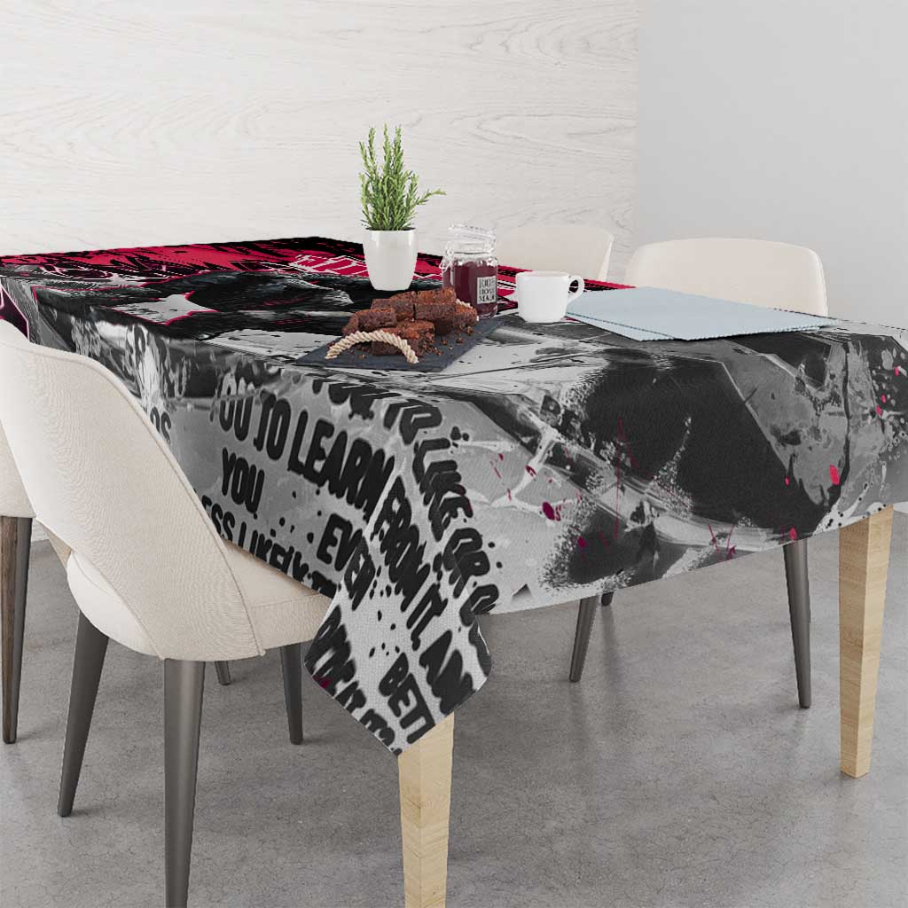 Hip Hop Graffiti Design Tablecloth Sitting Hooded Figure and Red Black Street Art Elements - Wonder Print Shop