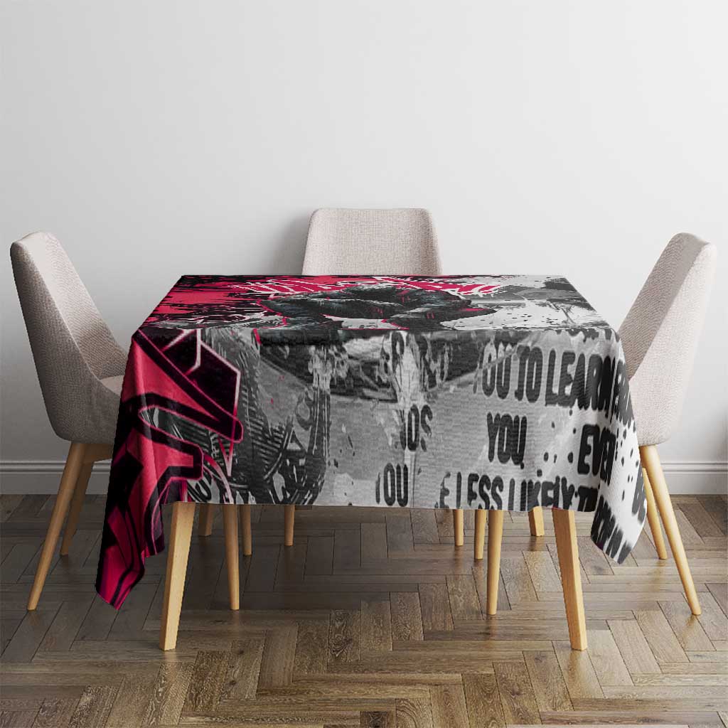 Hip Hop Graffiti Design Tablecloth Sitting Hooded Figure and Red Black Street Art Elements - Wonder Print Shop