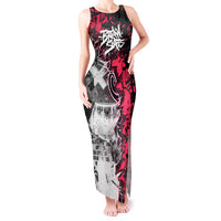 Hip Hop Graffiti Design Tank Maxi Dress Sitting Hooded Figure and Red Black Street Art Elements - Wonder Print Shop