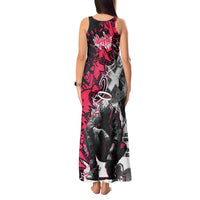 Hip Hop Graffiti Design Tank Maxi Dress Sitting Hooded Figure and Red Black Street Art Elements - Wonder Print Shop