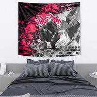 Hip Hop Graffiti Design Tapestry Sitting Hooded Figure and Red Black Street Art Elements - Wonder Print Shop
