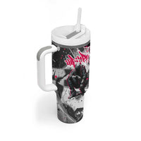 Hip Hop Graffiti Design Tumbler With Handle Sitting Hooded Figure and Red Black Street Art Elements - Wonder Print Shop