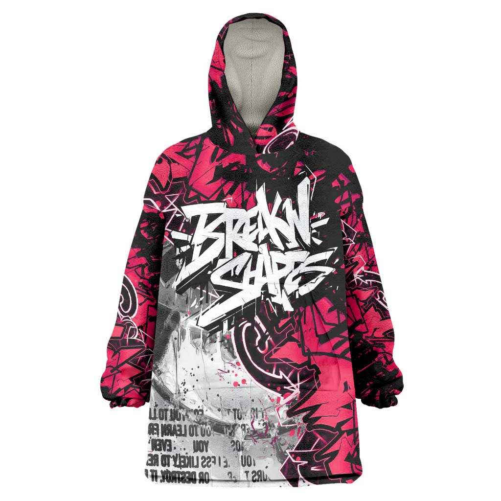 Hip Hop Graffiti Design Wearable Blanket Hoodie Sitting Hooded Figure and Red Black Street Art Elements - Wonder Print Shop