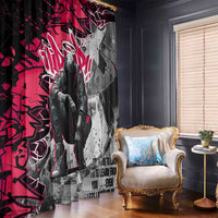 Hip Hop Graffiti Design Window Curtain Sitting Hooded Figure and Red Black Street Art Elements - Wonder Print Shop