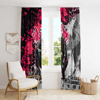 Hip Hop Graffiti Design Window Curtain Sitting Hooded Figure and Red Black Street Art Elements - Wonder Print Shop