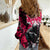 Hip Hop Graffiti Design Women Casual Shirt Sitting Hooded Figure and Red Black Street Art Elements - Wonder Print Shop
