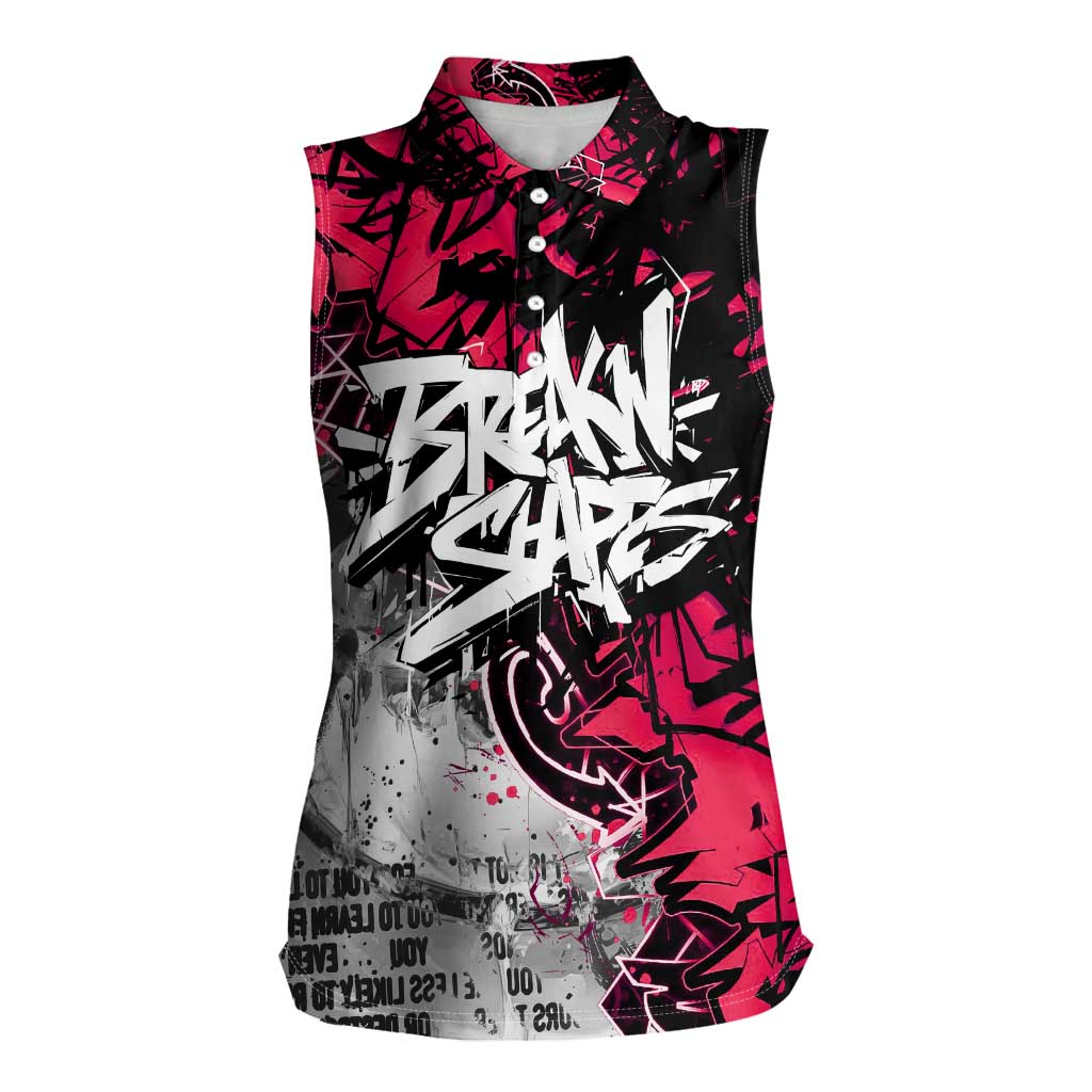 Hip Hop Graffiti Design Women Sleeveless Polo Shirt Sitting Hooded Figure and Red Black Street Art Elements - Wonder Print Shop