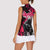 Hip Hop Graffiti Design Women Sleeveless Polo Shirt Sitting Hooded Figure and Red Black Street Art Elements - Wonder Print Shop