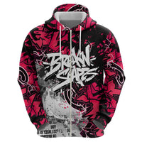 Hip Hop Graffiti Design Zip Hoodie Sitting Hooded Figure and Red Black Street Art Elements - Wonder Print Shop