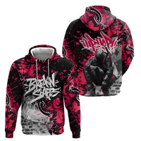 Hip Hop Graffiti Design Zip Hoodie Sitting Hooded Figure and Red Black Street Art Elements - Wonder Print Shop