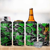 Graffiti Street Art 4 in 1 Can Cooler Tumbler Smoking Ape Character and Neon Crown Symbols in Green and Yellow Graphic Design - Wonder Print Shop