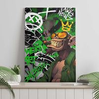 Graffiti Street Art Canvas Wall Art Smoking Ape Character and Neon Crown Symbols in Green and Yellow Graphic Design - Wonder Print Shop