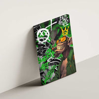 Graffiti Street Art Canvas Wall Art Smoking Ape Character and Neon Crown Symbols in Green and Yellow Graphic Design - Wonder Print Shop