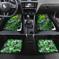 Graffiti Street Art Car Mats Smoking Ape Character and Neon Crown Symbols in Green and Yellow Graphic Design - Wonder Print Shop