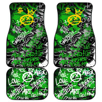 Graffiti Street Art Car Mats Smoking Ape Character and Neon Crown Symbols in Green and Yellow Graphic Design - Wonder Print Shop