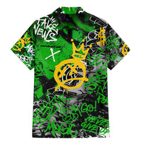Graffiti Street Art Family Matching Mermaid Dress and Hawaiian Shirt Smoking Ape Character and Neon Crown Symbols in Green and Yellow Graphic Design - Wonder Print Shop