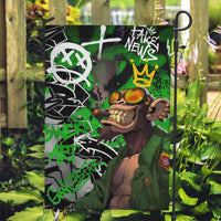 Graffiti Street Art Garden Flag Smoking Ape Character and Neon Crown Symbols in Green and Yellow Graphic Design - Wonder Print Shop