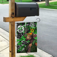 Graffiti Street Art Garden Flag Smoking Ape Character and Neon Crown Symbols in Green and Yellow Graphic Design - Wonder Print Shop