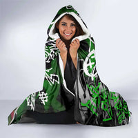 Graffiti Street Art Hooded Blanket Smoking Ape Character and Neon Crown Symbols in Green and Yellow Graphic Design - Wonder Print Shop