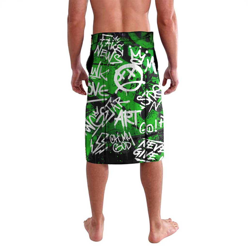 Graffiti Street Art Lavalava Smoking Ape Character and Neon Crown Symbols in Green and Yellow Graphic Design - Wonder Print Shop
